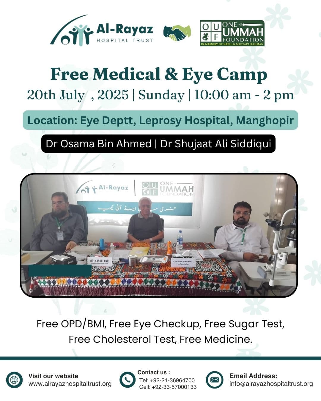 Upcoming Free Medical & Eye Camp in Manghopir