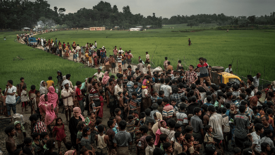 Rohingya children flee Myanmar after brutal military crackdown