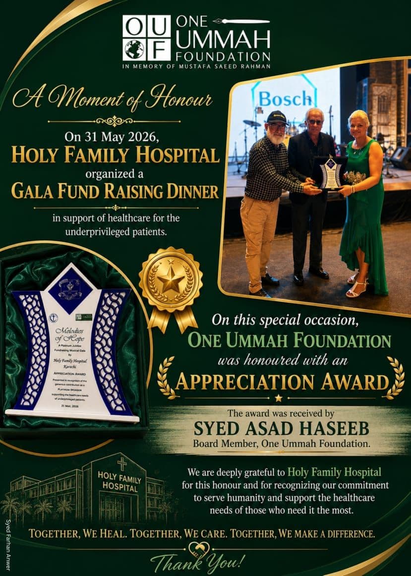 One Ummah Foundation Receives Platinum Award in Karachi
